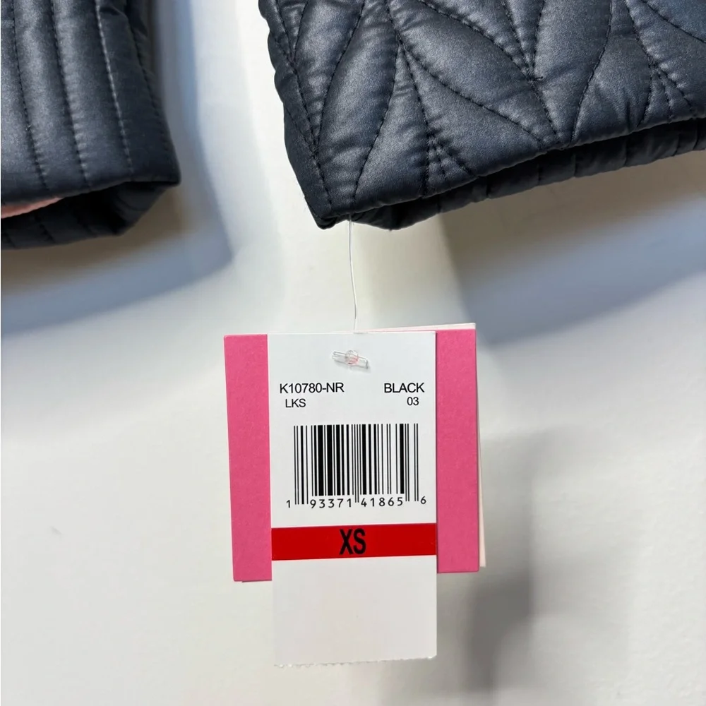 Kate Spade New York Black Quilted Jacket Water Resistant XS Fall Winter‎ NWT